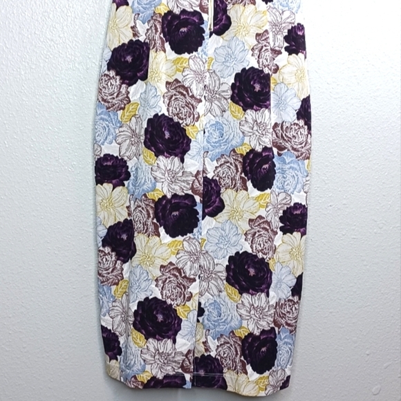 Suno Silk Blend Cutout-Waist Feminine Floral Midi Dress - Picture 7 of 15